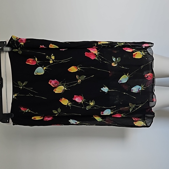 Escada black floral flowy skirt-42 - Picture 2 of 9